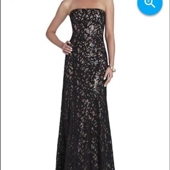 BCBG MaxAzria Natasha Sequin Lace Black Gown Dress - Picture 2 of 2